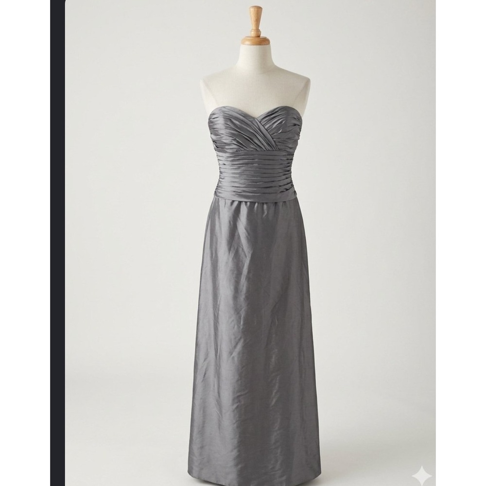Charcoal Grey Strapless Ruched Taffeta Formal Evening Gown Sweetheart Maxi Dress